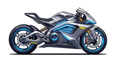Futuristic Electric Motorcycle Concept Art.