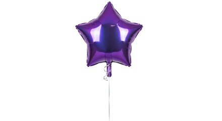Shiny purple star balloon isolated PNG on transparent background, festive party decoration for birthday celebration and special events © Sorin