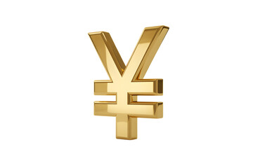 Gold yuan symbol isolated on transparent background