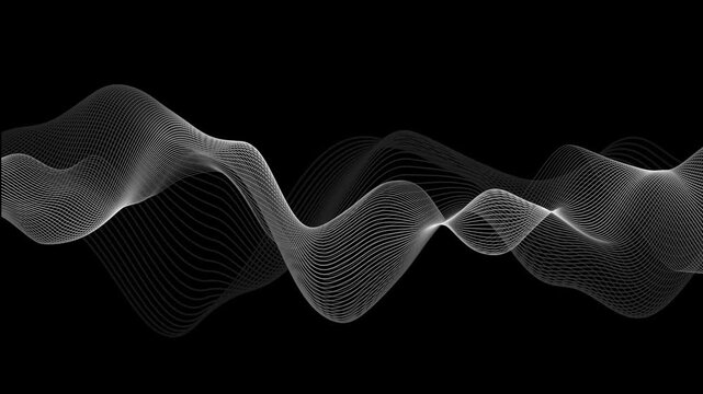 simple abstract white wavy curve trendy 4k loop black background	
