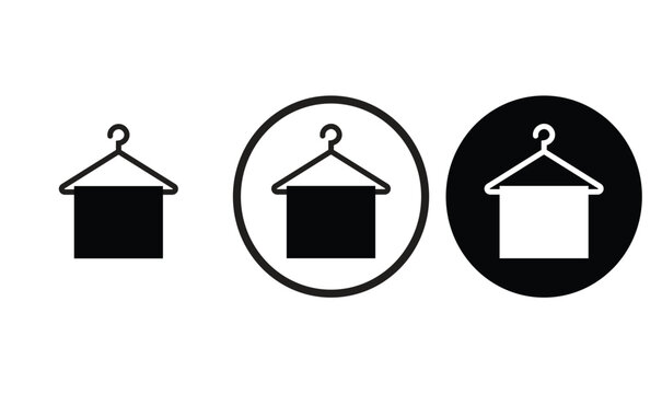 icon Clothes hanger black outline for web site design 
and mobile dark mode apps 
Vector illustration on a white background
