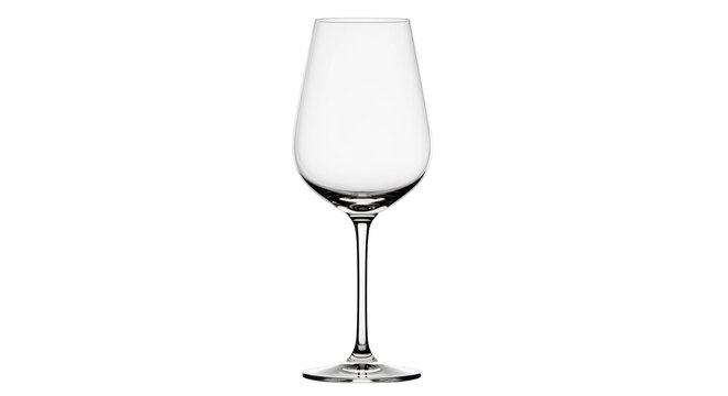 Elegant wine glass isolated PNG on transparent background, crystal stemware for wine tasting and special occasions