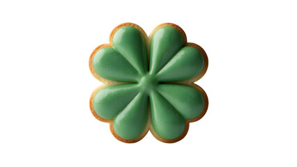 Green shamrock cookie isolated on transparent background