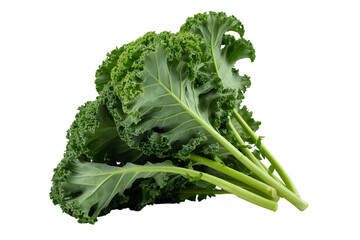 Fresh curly kale leaves isolated on transparent background