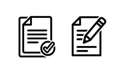 Document with Checkmark and Document with Pencil Icons - Completion and Editing