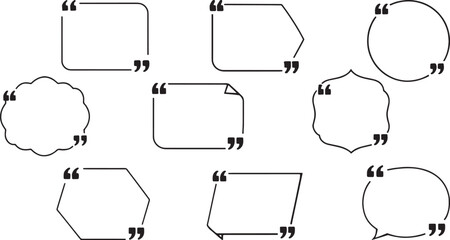 Fototapeta premium Minimal Quote Frame Shapes Set Black and White Speech Bubble Outline Vector Labels Collection