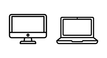 Icons of a desktop computer and a laptop, symbolizing technology and digital workspaces