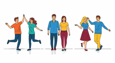 Fototapeta premium Diverse Group of People Celebrating and Interacting, High Five, Walking Together, Celebration Concepts.