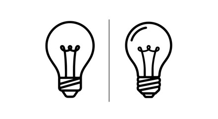 Ideas icons: two outline light bulbs side by side, representing innovation