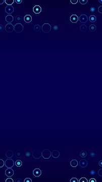 abstract blue background with border frame hexagon shapes animation, futuristic ai technology and science vertical social media motion background