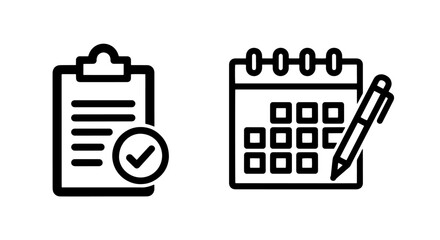 Clipboard with Checkmark and Calendar with Pencil for Task Management and Scheduling