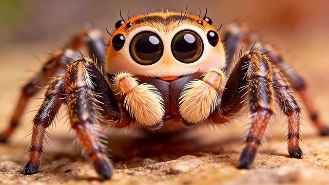 Closeup of a colorful jumping spider
