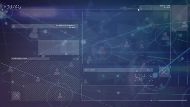 Animation of media icons over data processing