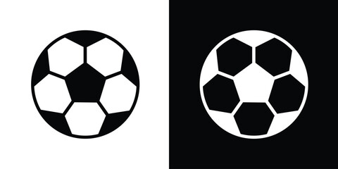 Soccer ball or football vector icon. Classic sports equipment symbol for team competition, athletic games, championship, and fitness branding materials. © bibin