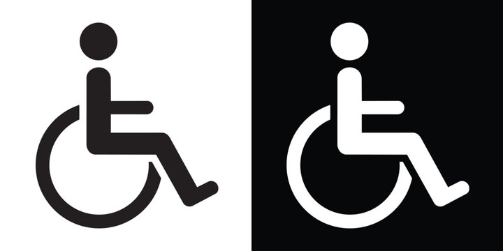 Disabled wheelchair accessibility vector icon. International symbol of access for handicapped persons, medical facilities, hospital signs, and inclusive design.