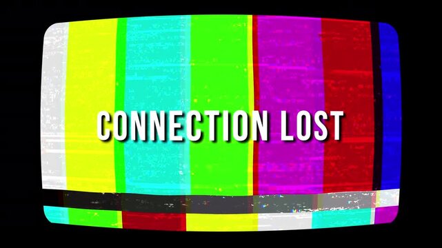 Animation Connection lost on video background static color with noise and glitch