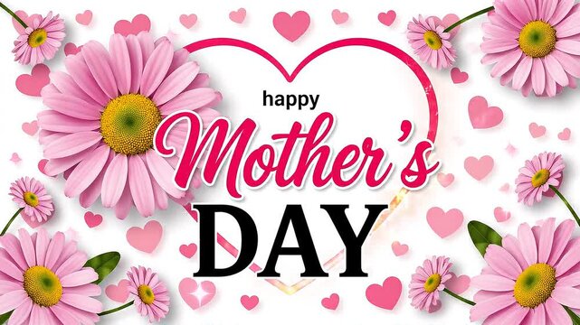 Happy Mothers Day Heart Background Pink Hearts Celebration Greeting Card Love Family Appreciation Romantic Festive Holiday Celebration