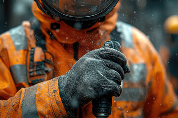 A Construction Worker Using Power Tools on Site