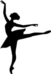 Black Silhouette Vector of Ballerina Dancing in Elegant Ballet Pose © Rezowan 