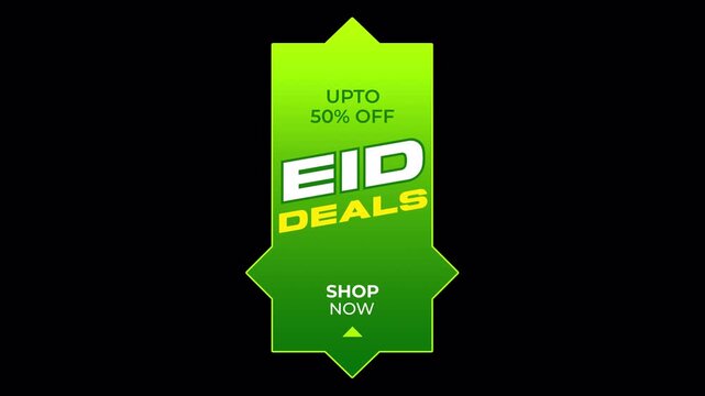 Modern Neon Green Eid Deals Vertical Banner Animation on Transparent