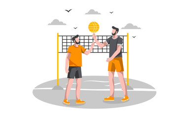 Beach Volleyball Flat Outdoor Activities illustration