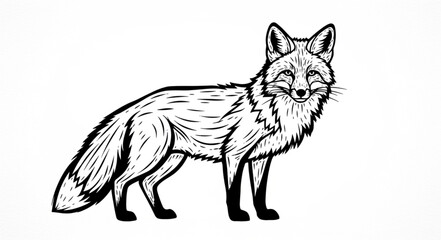 Obraz premium Illustration of a fox standing with eyes closed.
