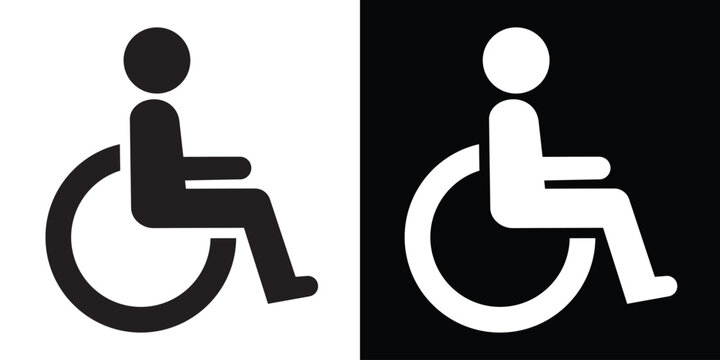 Disabled wheelchair accessibility vector icon. International symbol of access for handicapped persons, medical facilities, hospital signs, and inclusive design.