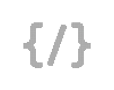 Curly brackets or braces symbol made of small dots, vector illustration on white background