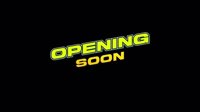 Opening Soon Text Animation on Transparent Background