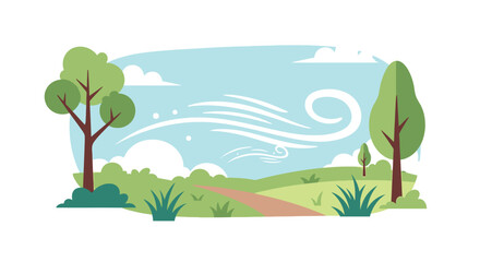 Serene Landscape with Trees and Pathway.