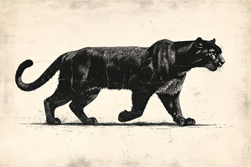 Primitive Feline Carving Rendered in Rustic Monochrome