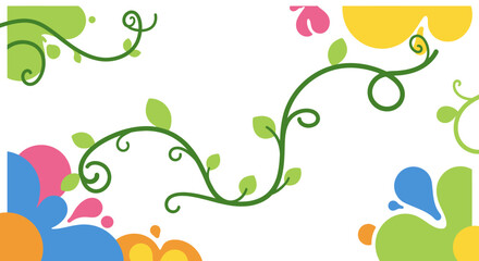 Vine Leaves Swirling Green Decorative Element.