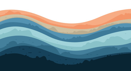 Wavy abstract blue and orange layers.