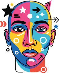 Obraz premium Colorful Illustration of Human Face Profile.