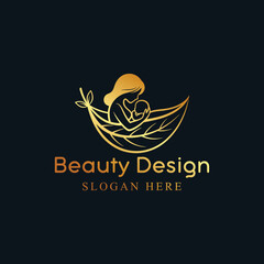 Fototapeta premium Mother and child logo with elegant beauty design elements