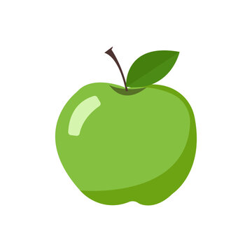 Green apple on a white background. Vector illustration