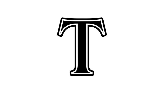 Capital letter t in classic serif font style
