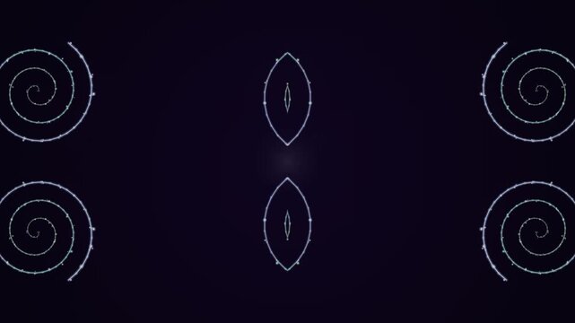 Abstract Light Spirals Creating Symmetrical Shapes in Dark Studio