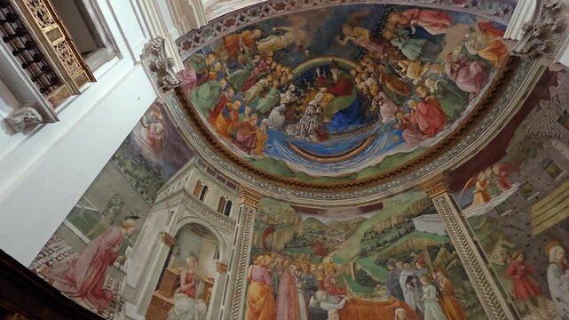 In the apse of Spoleto Cathedral, Lippi&rsquo;s final masterpiece depicts the Life of the Virgin. Vibrant colors and grand scenes, from the Annunciation to the Coronation, define this Renaissance jewel