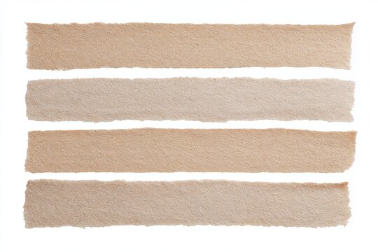Torn beige paper strips texture isolated on white background