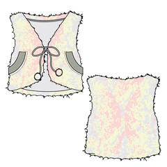 Baby fleece vest flat drawing vector design mockup template. © Clothing Design