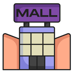 shopping mall colored icon