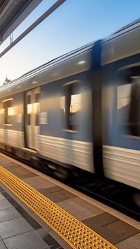 Leerer Bahnsteig  Zug f&auml;hrt ein