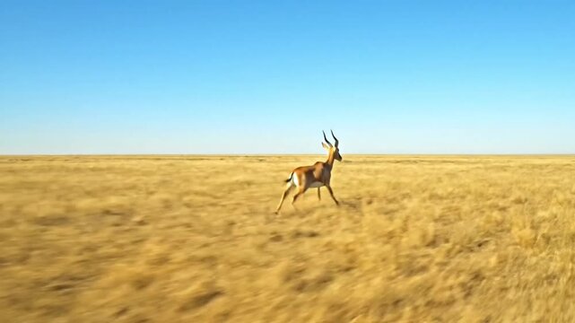 A wild brown impala antelope with elegant horns stands in the green grass of the safari savannah, showcasing majestic wildlife nature as a quintessential African mammal