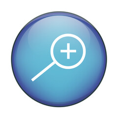 Fototapeta premium Magnifying glass symbol. Zoom function icon. Search tool Vector element. Blue glossy button.