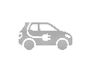 Car icon made of dots , vector icon illustration on white background