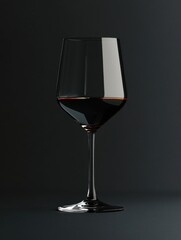 Red wine glass against a dark background.