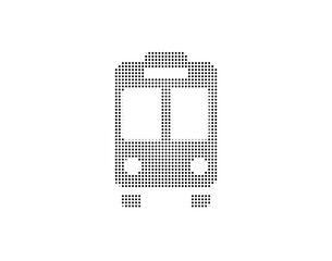 Black dotted subway train icon, vector icon illustration on white background