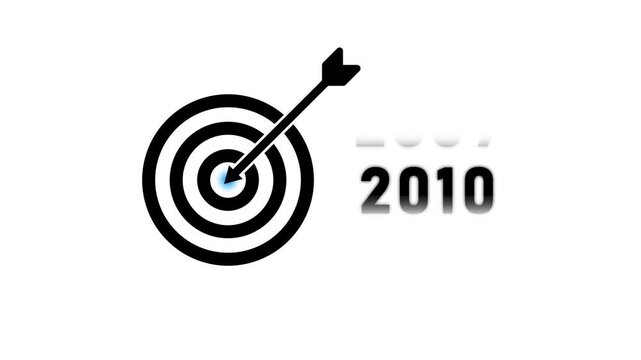 Black arrow hitting the bullseye of a target with the number 2000 dart goal