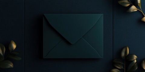 Dark teal envelope resting on a dark background.